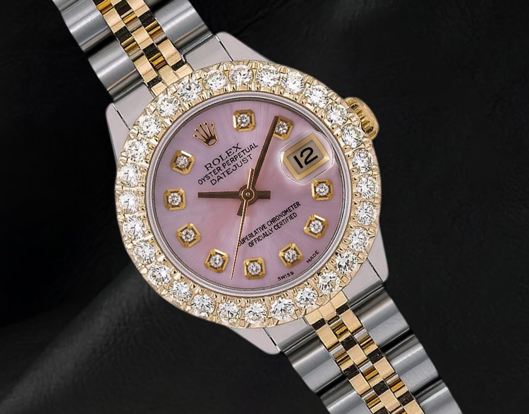 Montre Rolex 6917 Datejust Bicolore 26 mm Cadran Diamants Nacre Rose