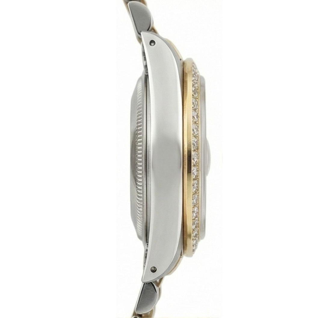 Rolex Argent Cadran Diamant Datejust Femme Montre Bracelet Bicolore