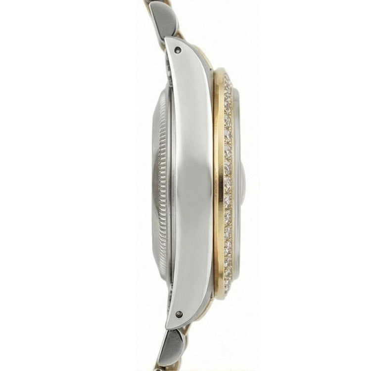 Rolex Argent Cadran Diamant Datejust Femme Montre Bracelet Bicolore