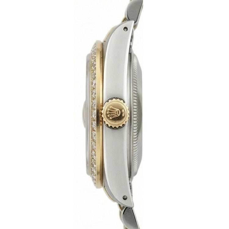Rolex Argent Cadran Diamant Datejust Femme Montre Bracelet Bicolore
