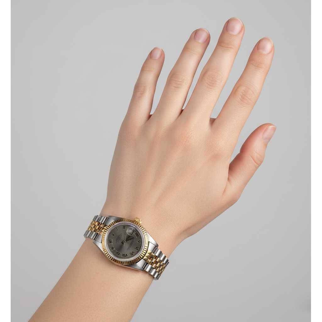 Rolex Cadran Romain Bracelet Jubilé Datejust Montre De Taille Moyenne acier inoxydable & Or P5