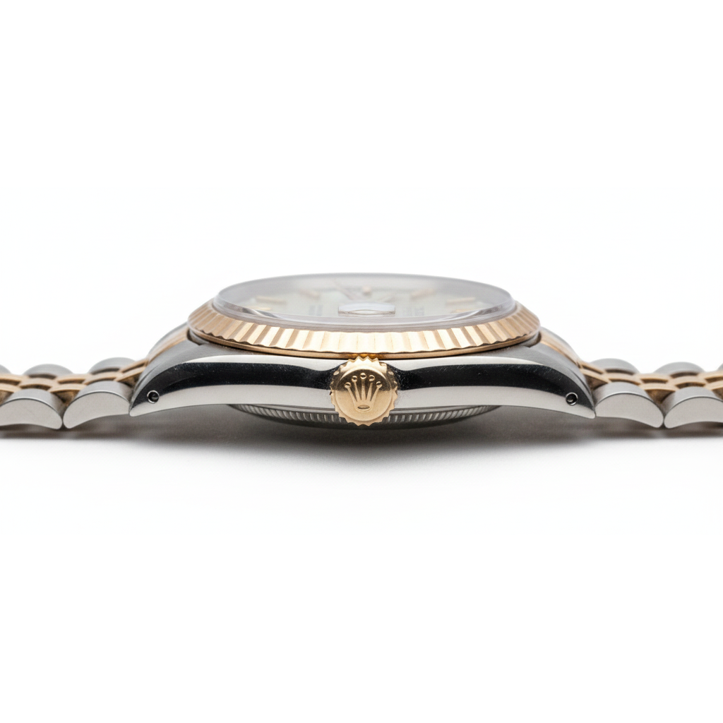 Rolex Cadran bâton blanc très fine montre pour femme en or jaune Jubilee