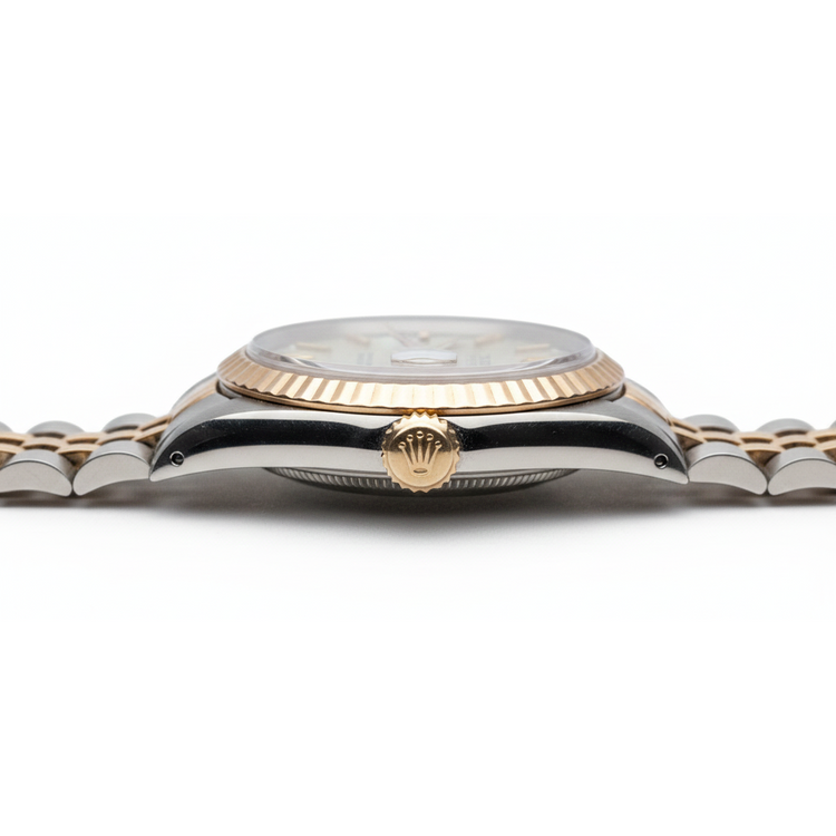 Rolex Cadran bâton blanc très fine montre pour femme en or jaune Jubilee