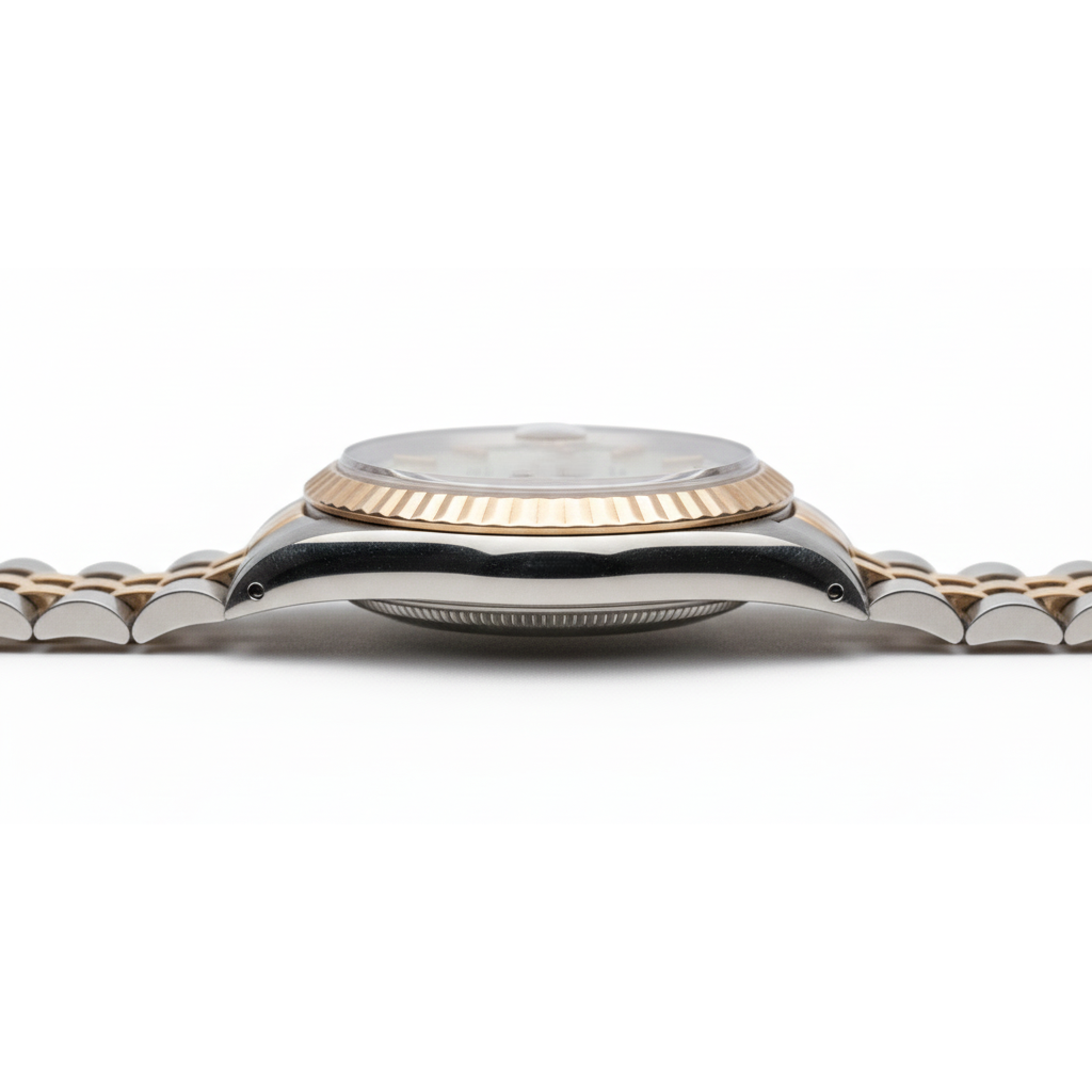 Rolex Cadran bâton blanc très fine montre pour femme en or jaune Jubilee