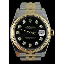 Rolex Cadran diamant noir Datejust Regarder Homme Bicolore Jubilé