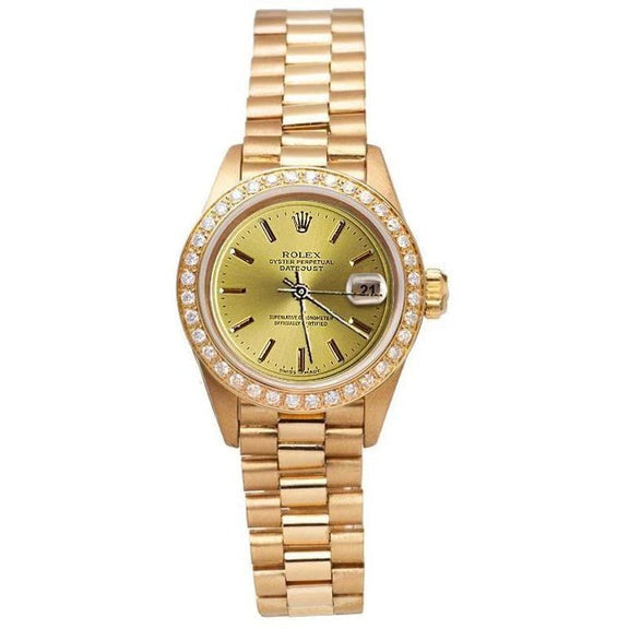 Rolex Champagne Cadran à bâton President Montre Datejust