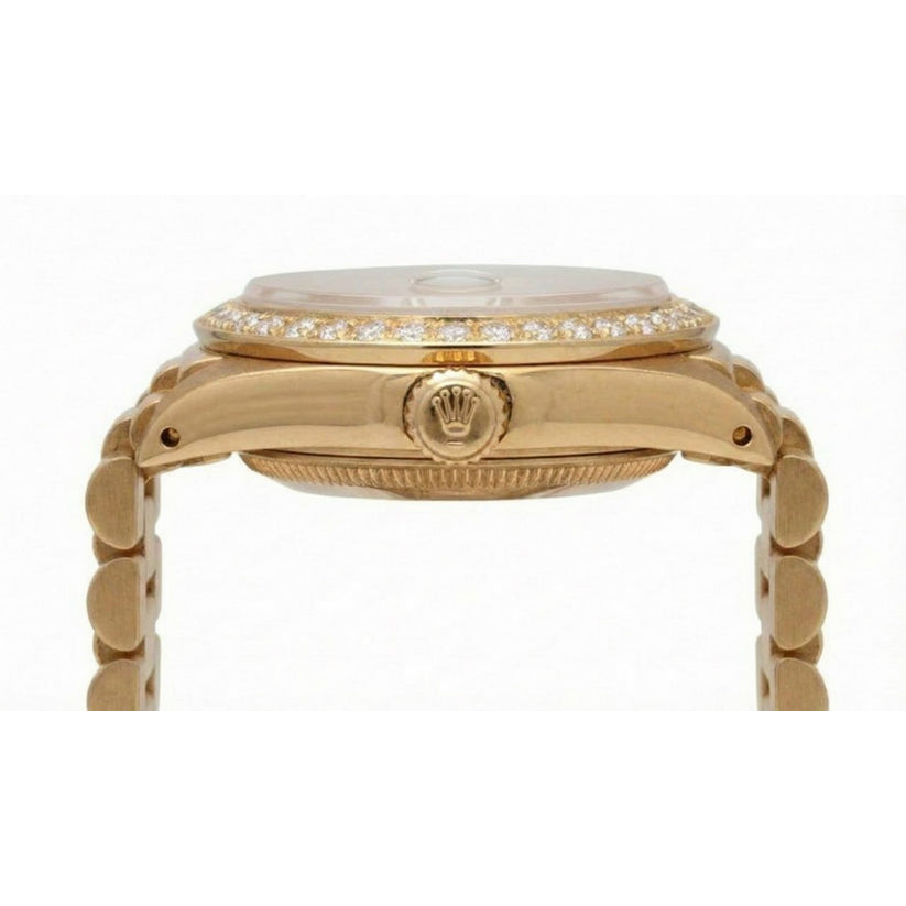 Rolex Champagne Cadran à bâton President Montre Datejust Diamant Lunette or jaune