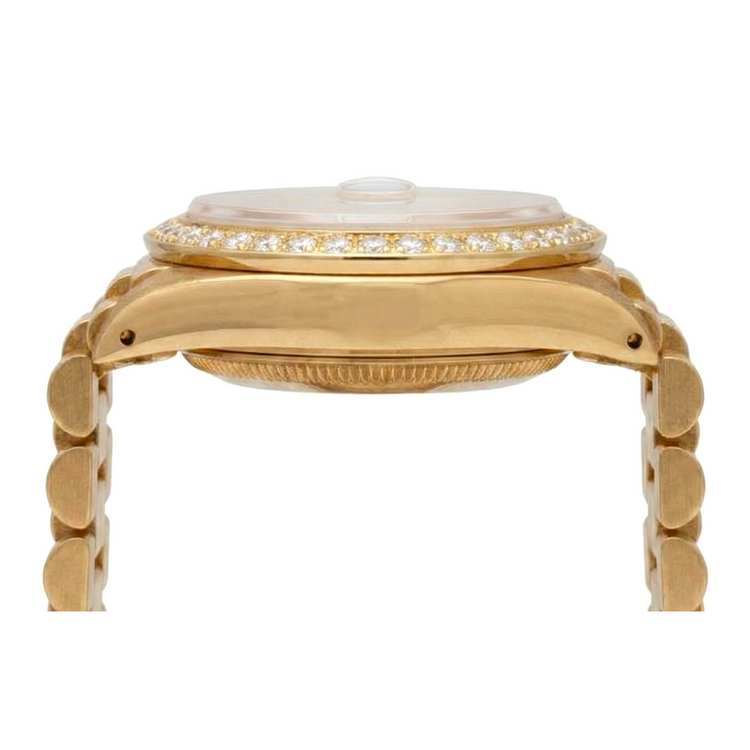 Rolex Champagne Cadran à bâton President Montre Datejust Diamant Lunette or jaune