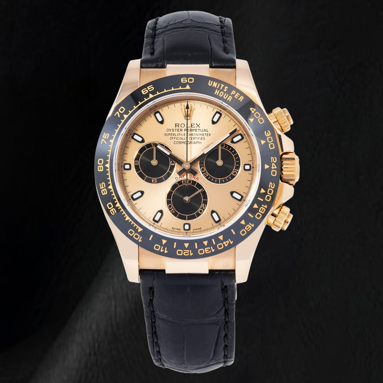 Rolex Cosmograph Daytona 116515LN 40 mm Cadran Champagne Bracelet Oysterflex Noir