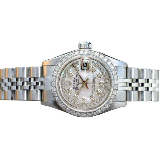 Rolex Dames Datejust Montre En Acier Inoxydable Cadran Diamant Lunette