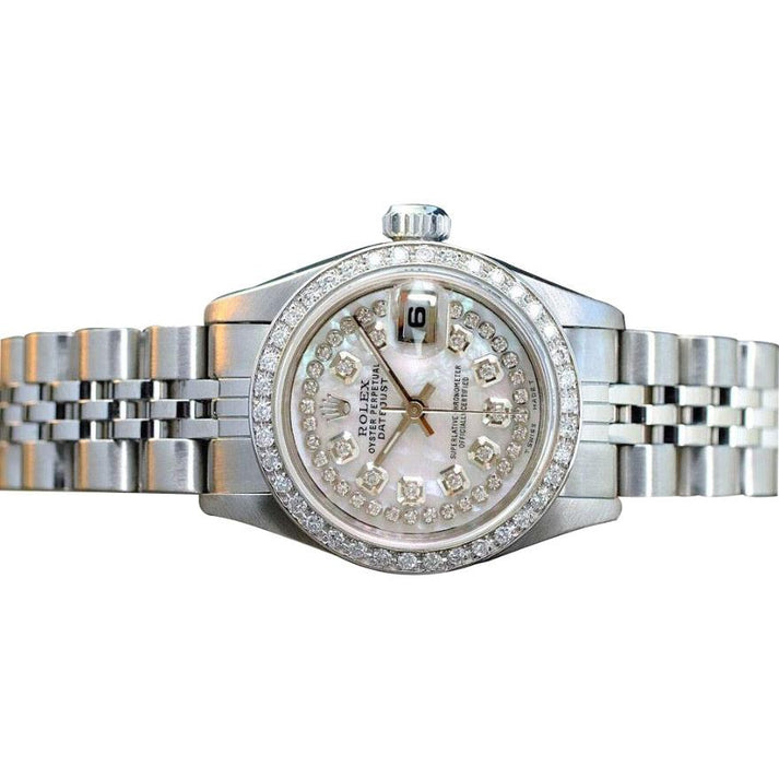 Rolex Dames Datejust Montre En Acier Inoxydable Cadran Diamant Lunette