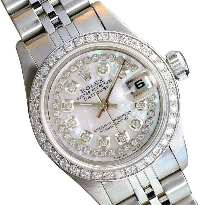 Rolex Dames Datejust Montre En Acier Inoxydable Cadran Diamant Lunette