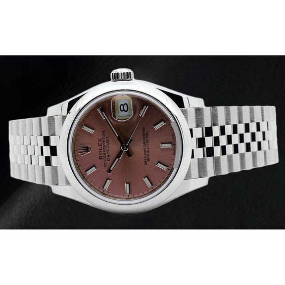 Rolex Date-just 31 mm Montre pour femme en acier à cadran lumineux saumon
