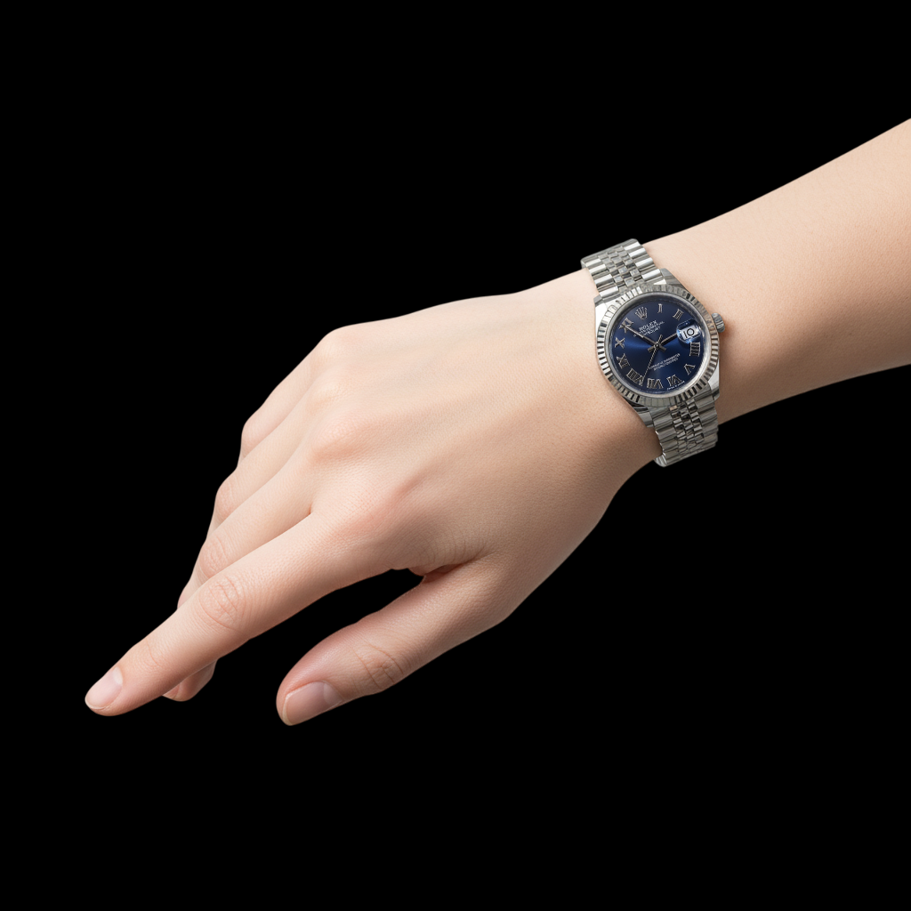 Rolex Date-just 31 mm cadran romain bleu montre en acier inoxydable P4