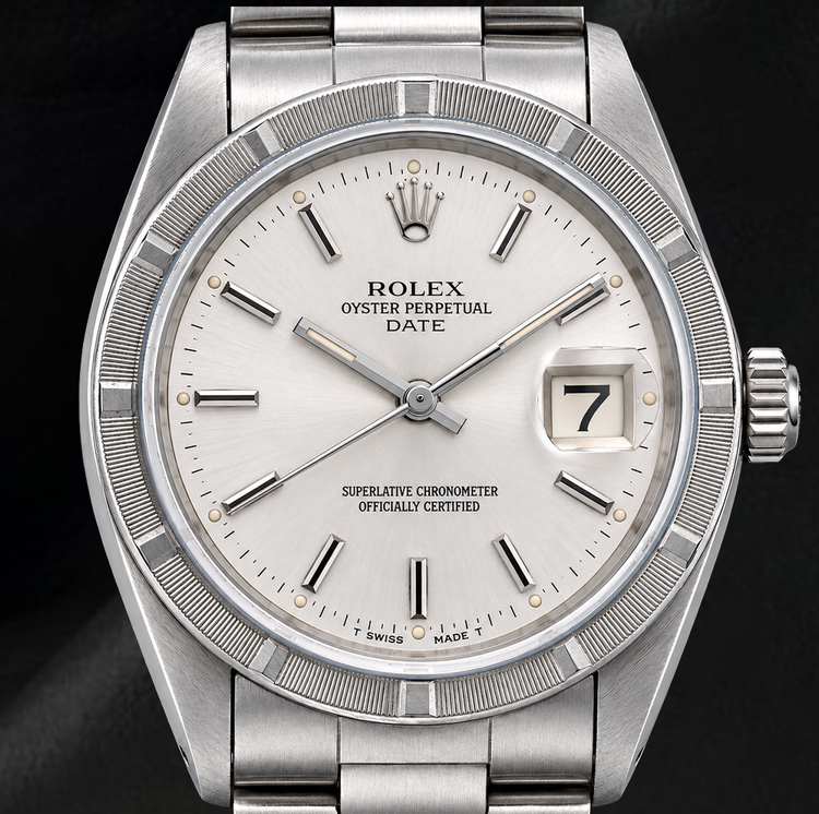 Montre Rolex Date 1501 34 mm en Acier Inoxydable Cadran Argenté à Index Bâtons