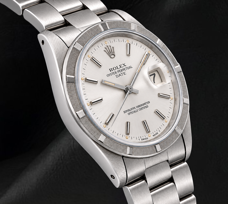 Montre Rolex Date 1501 34 mm en Acier Inoxydable Cadran Argenté à Index Bâtons