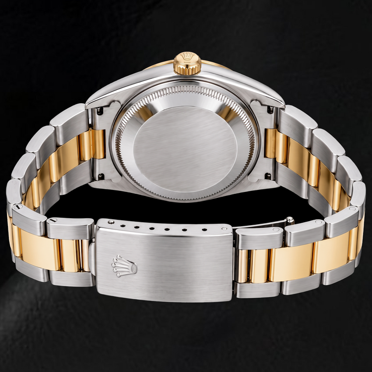 Montre Rolex Date 15053 34 mm Bicolore Cadran Noir à Index Bâtons