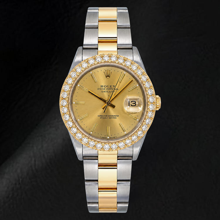 Montre Rolex Date 15053 34 mm Bicolore, Cadran Champagne à Index Bâtons