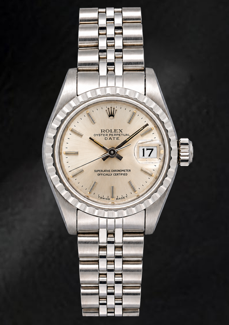 Montre Rolex Date 6924 26 mm Cadran Argenté Bracelet Jubilé en Acier Inoxydable