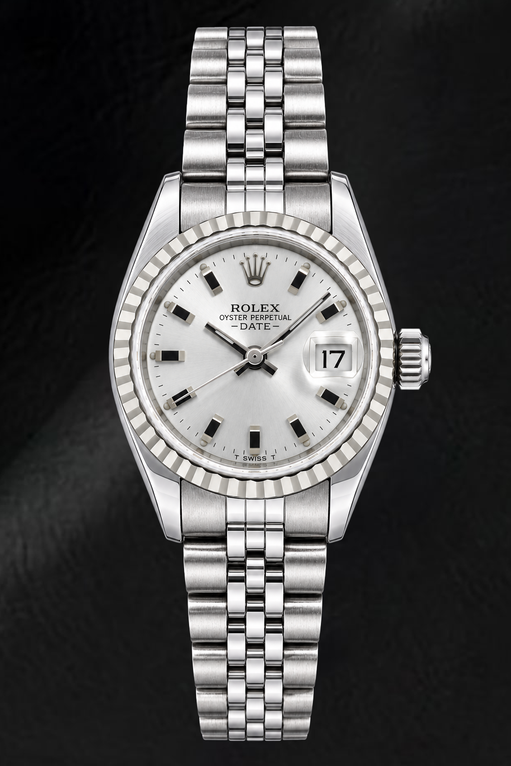 Montre Rolex Date 6924 26 mm en Acier Inoxydable avec Cadran Argenté à Index Bâtons Luminescents