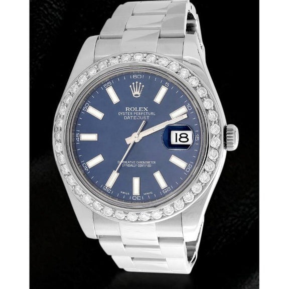 Rolex Date Just Ii 41 mm cadran bleu montre homme