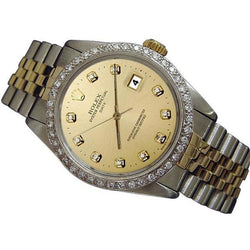 Rolex Date Montre Hommes Champagne Cadran Diamant Lunette Bicolore Jubilé