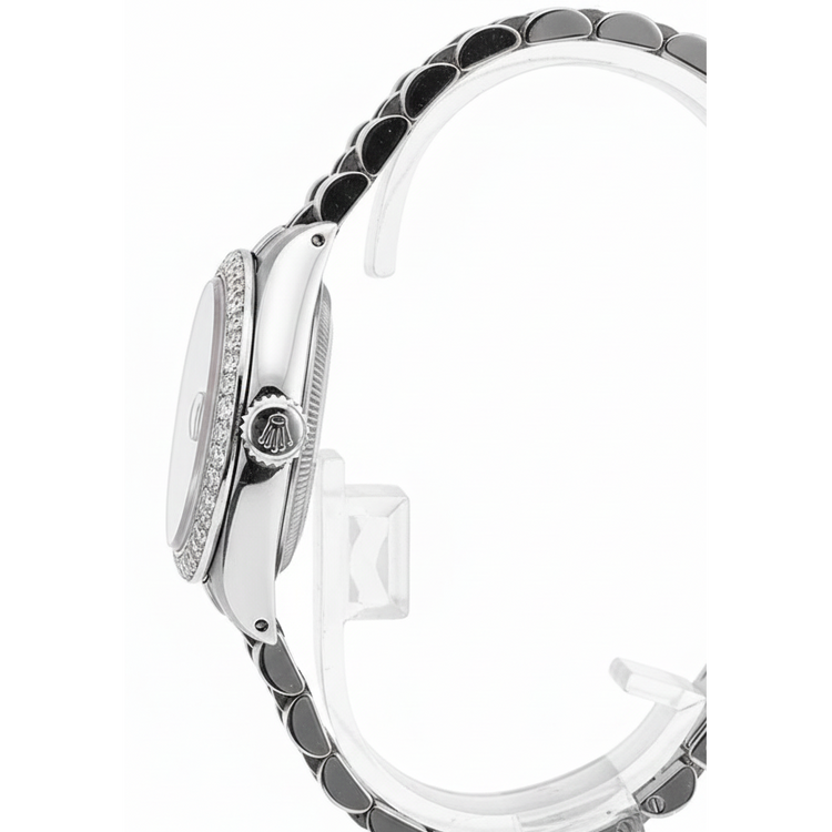 Rolex Date Montre Jubilé en acier inoxydable Cadran noir Lunette