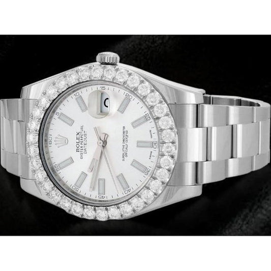 Rolex Date juste deux 41 mm cadran blanc montre homme bracelet huître acier inoxydable2