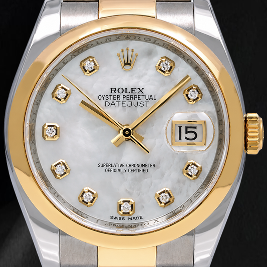 Montre Rolex Datejust 116203 36 mm Bicolore Cadran Diamants Nacre Blanche