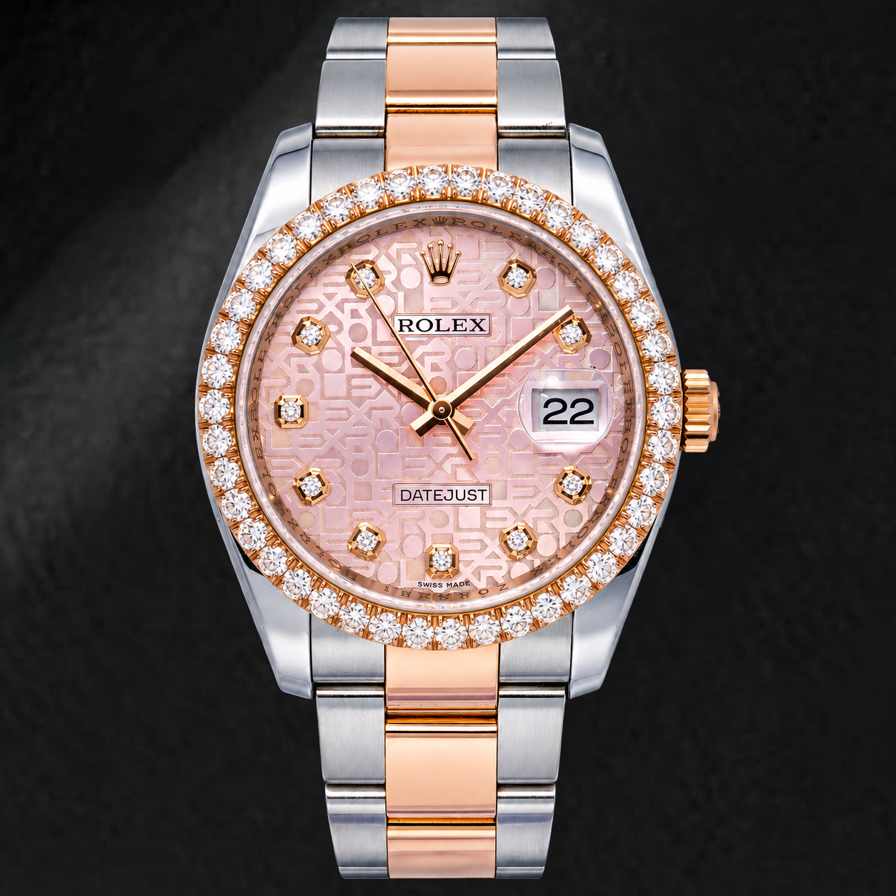 Montre Rolex Datejust 116231 36 mm Bicolore Cadran Diamants Jubilé Rose Bracelet Oyster