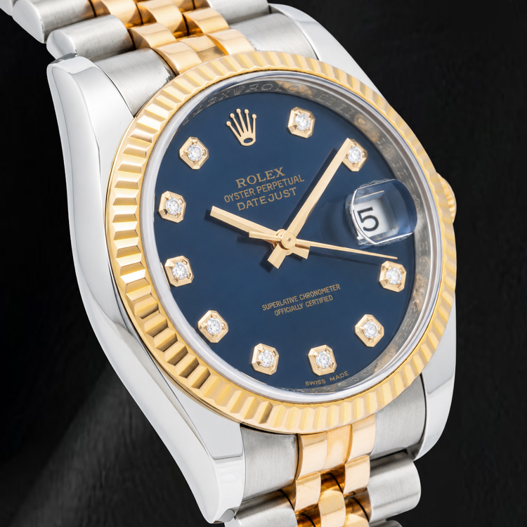 Rolex Datejust 116233 36 mm Montre Bicolore Cadran Diamants Bleu