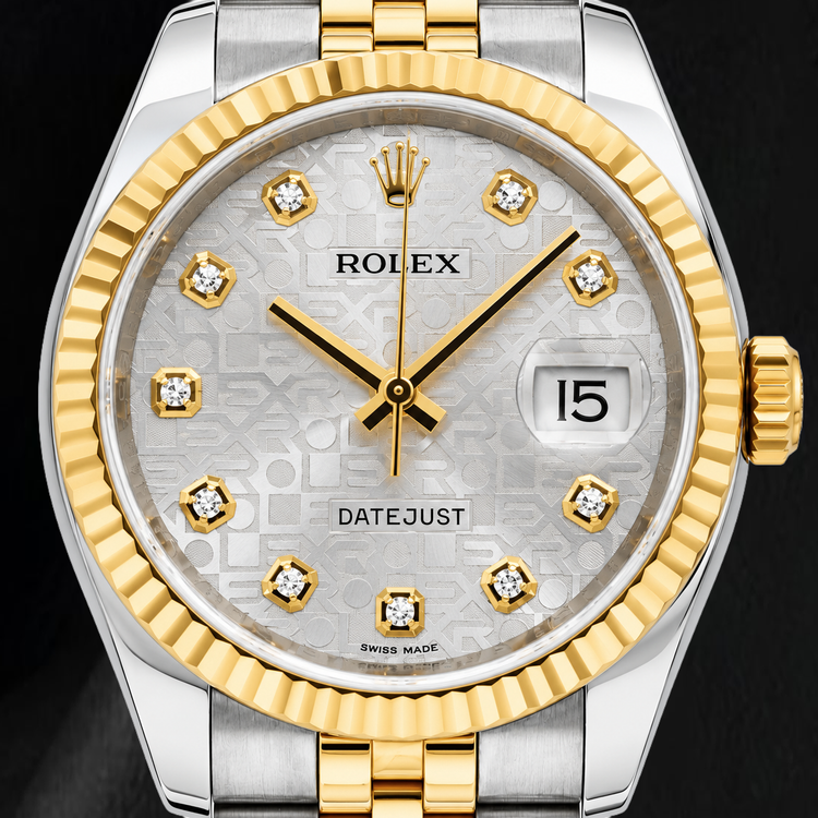 Montre Rolex Datejust 116233 36 mm Bicolore Cadran Diamants Jubilé Argenté