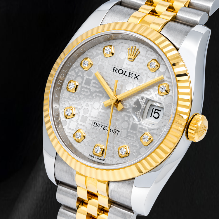 Montre Rolex Datejust 116233 36 mm Bicolore Cadran Diamants Jubilé Argenté