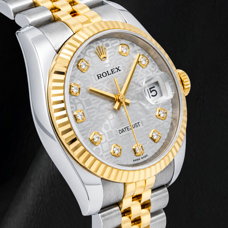 Montre Rolex Datejust 116233 36 mm Bicolore Cadran Diamants Jubilé Argenté