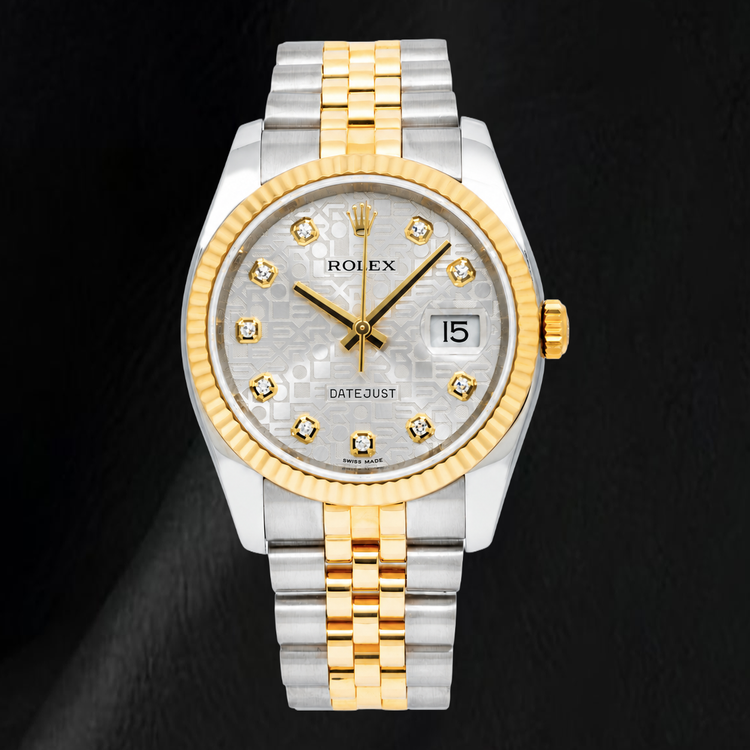 Montre Rolex Datejust 116233 36 mm Bicolore Cadran Diamants Jubilé Argenté