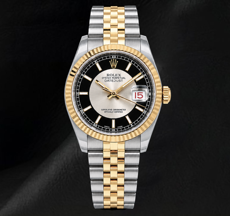 Montre Rolex Datejust 116233 Cadran Noir 36 mm en Acier Inoxydable et Or Jaune