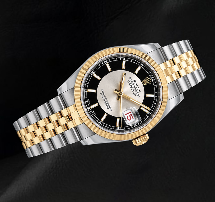 Montre Rolex Datejust 116233 Cadran Noir 36 mm en Acier Inoxydable et Or Jaune