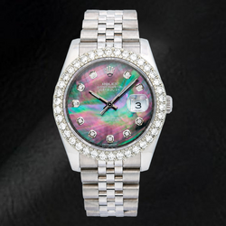 Montre Rolex Datejust 116234 36 mm Cadran Diamants Nacre Noire Acier Inoxydable