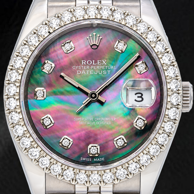 Montre Rolex Datejust 116234 36 mm Cadran Diamants Nacre Noire Acier Inoxydable