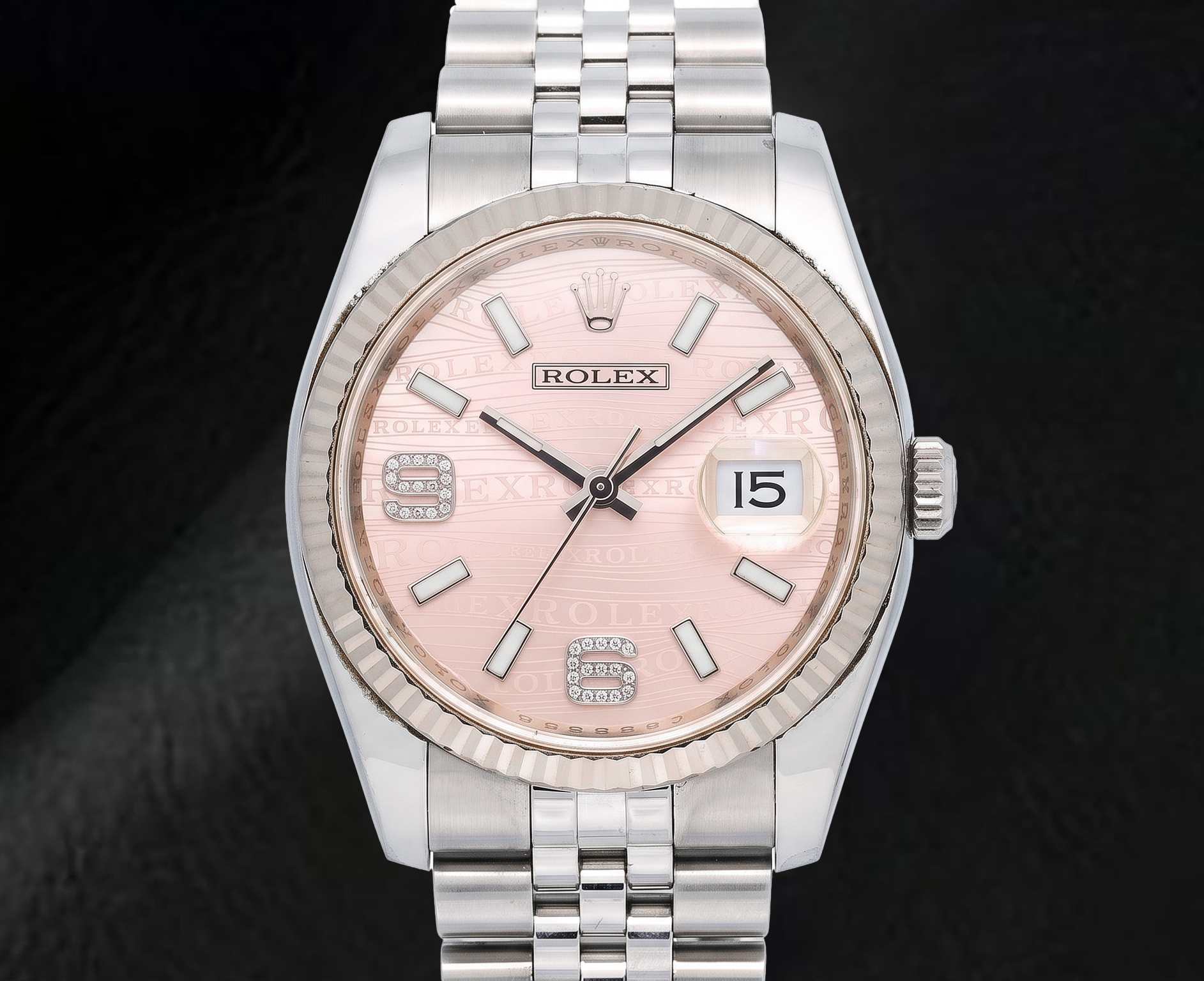 Montre Rolex Datejust 116234 36 mm en Acier Inoxydable Cadran Diamants Vague Rose Chiffres Arabes