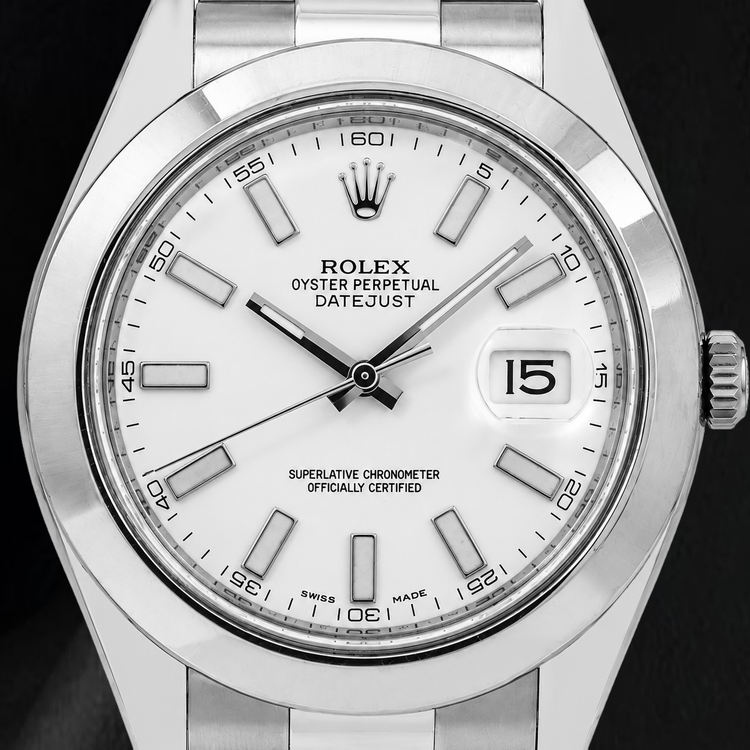 Montre Rolex Datejust 116300 41 mm en Acier Inoxydable Cadran Blanc à Index Bâtons