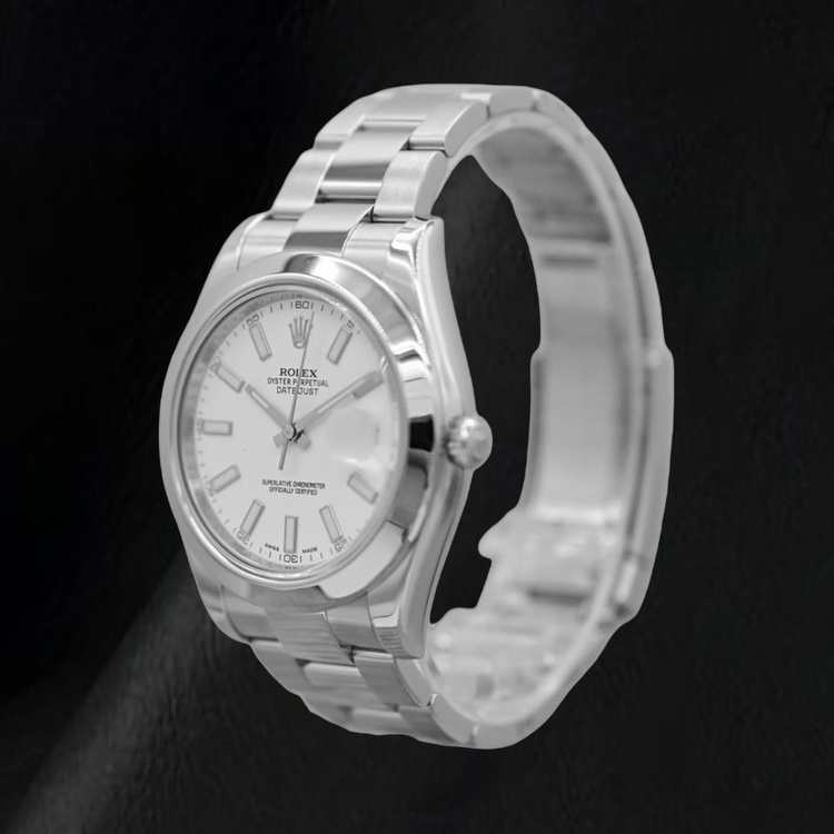Montre Rolex Datejust 116300 41 mm en Acier Inoxydable Cadran Blanc à Index Bâtons
