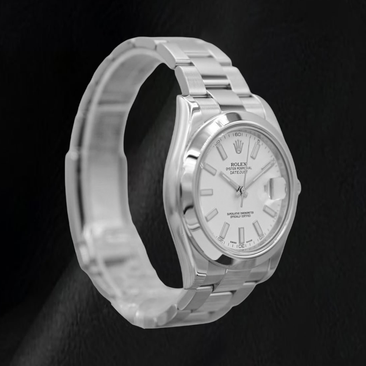 Montre Rolex Datejust 116300 41 mm en Acier Inoxydable Cadran Blanc à Index Bâtons