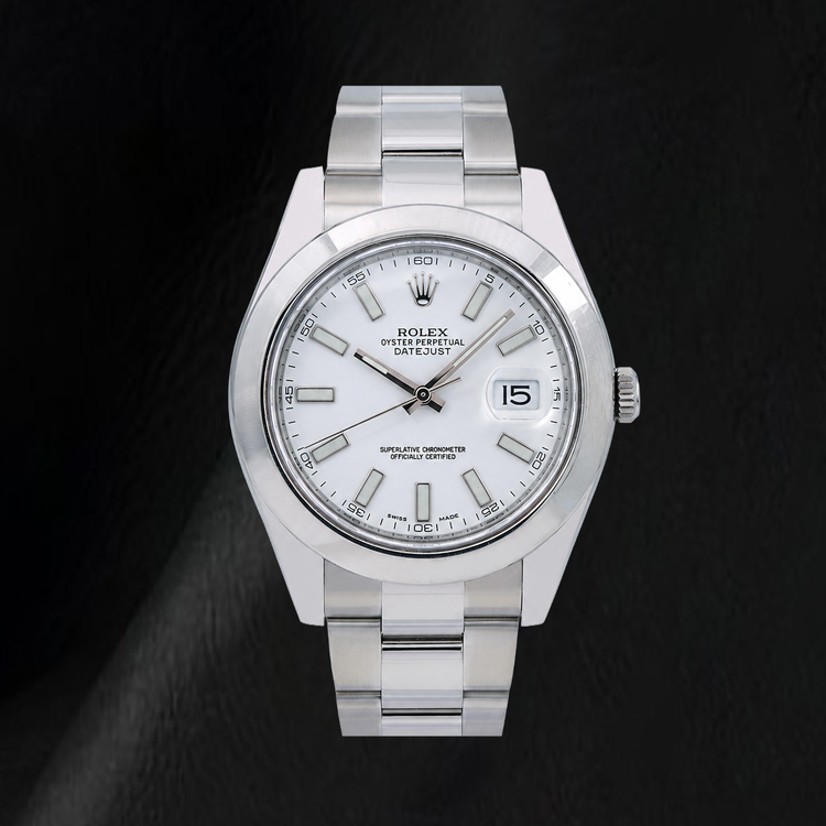 Montre Rolex Datejust 116300 41 mm en Acier Inoxydable Cadran Blanc à Index Bâtons