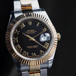 Montre Rolex Datejust 116333 41 mm Cadran noir à chiffres romains Bracelet Oyster or bicolore