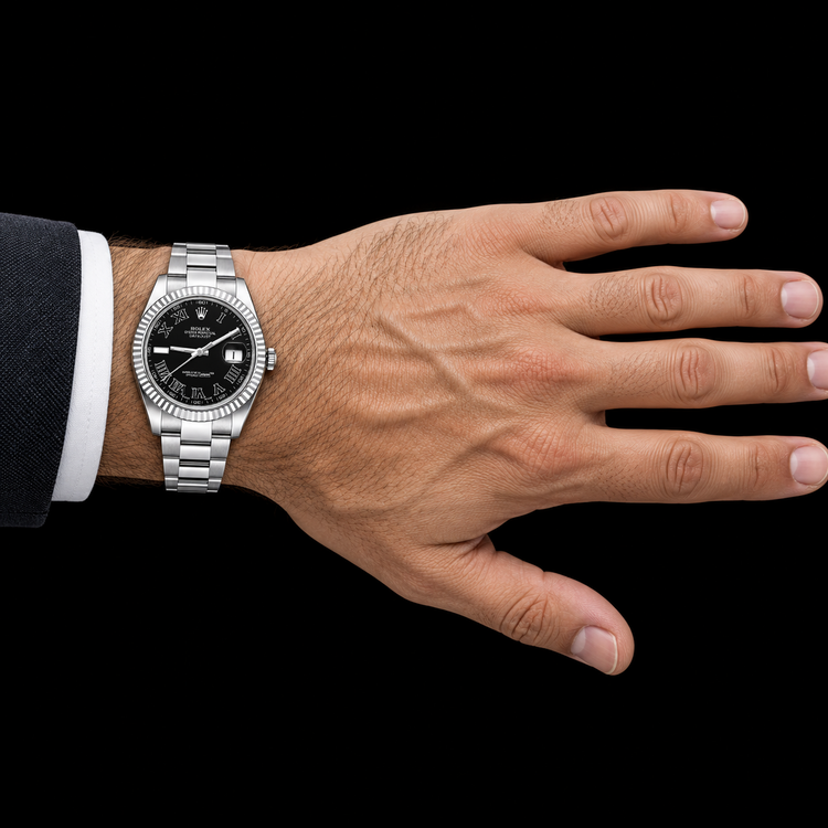 Montre Rolex Datejust 116334 41 mm Cadran Noir Chiffres Romains Acier Inoxydable Bracelet Oyster