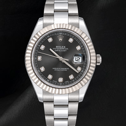 Montre Rolex Datejust 116334 41 mm Cadran Gris Diamants Acier Inoxydable Bracelet Oyster