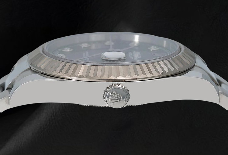 Montre Rolex Datejust 116334 41 mm Cadran Gris Diamants Acier Inoxydable Bracelet Oyster