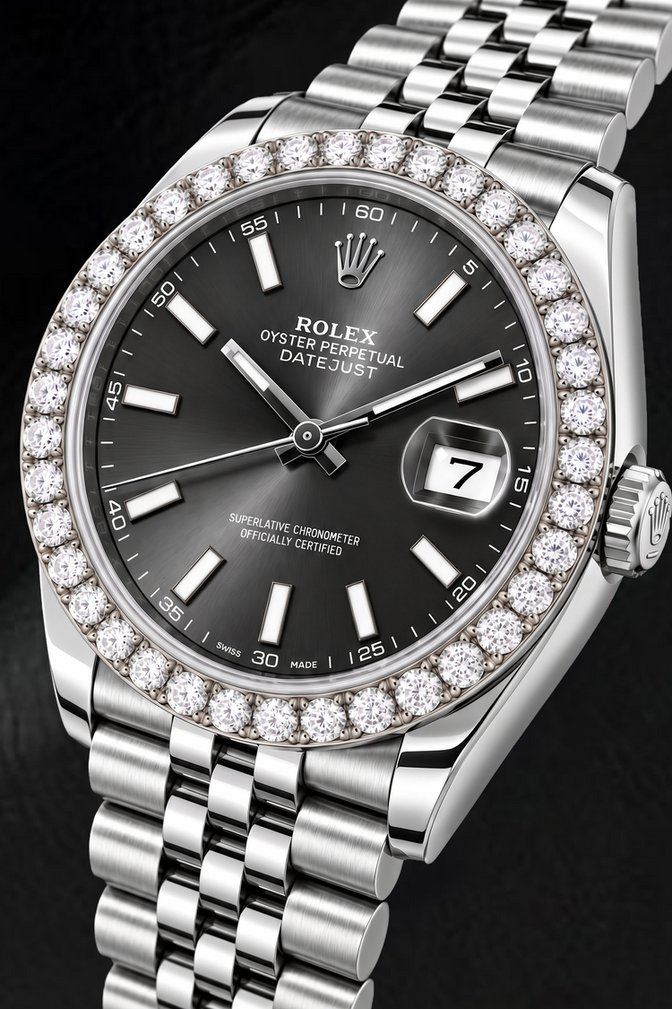 Montre Rolex Datejust 126300 41 mm en Acier Inoxydable Cadran Gris à Index Bâtons Luminescents
