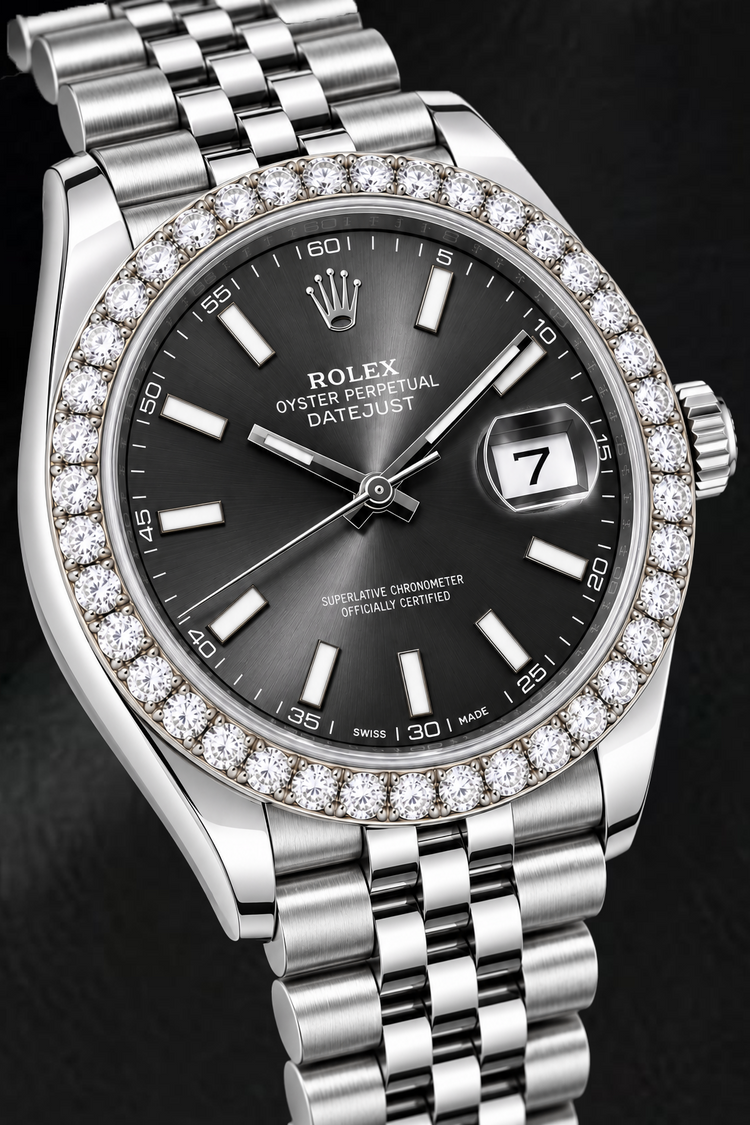 Montre Rolex Datejust 126300 41 mm en Acier Inoxydable Cadran Gris à Index Bâtons Luminescents